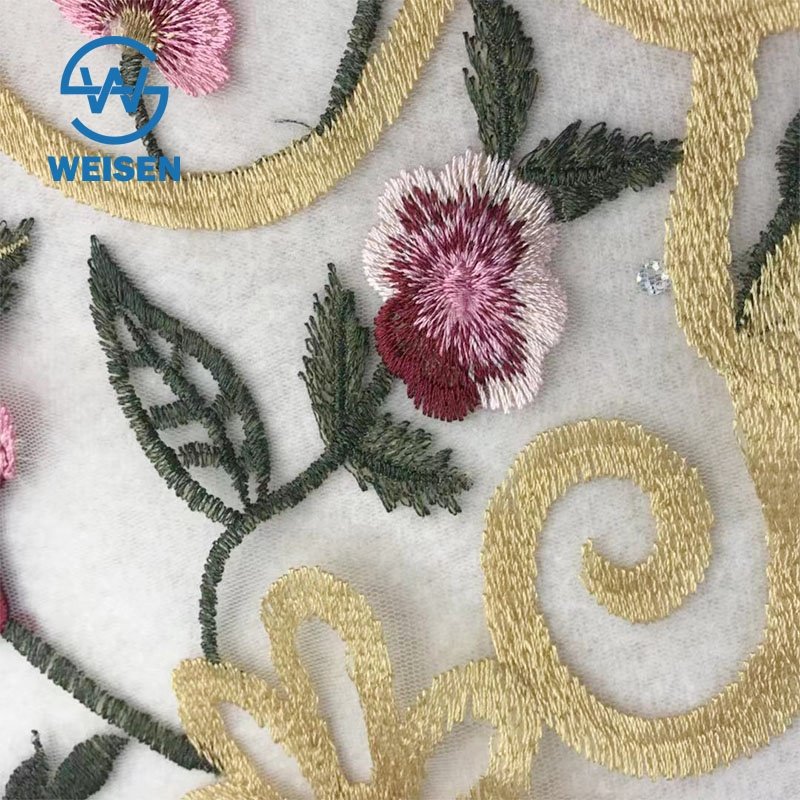 Embroidery Embroidered Flat Organza 2019 Flower Tulle Dress Mesh Guipure Net Lace Fabric