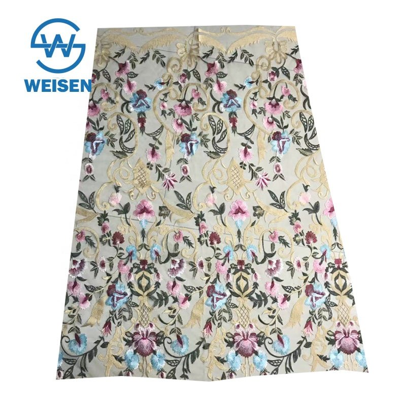 Embroidery Embroidered Flat Organza 2019 Flower Tulle Dress Mesh Guipure Net Lace Fabric
