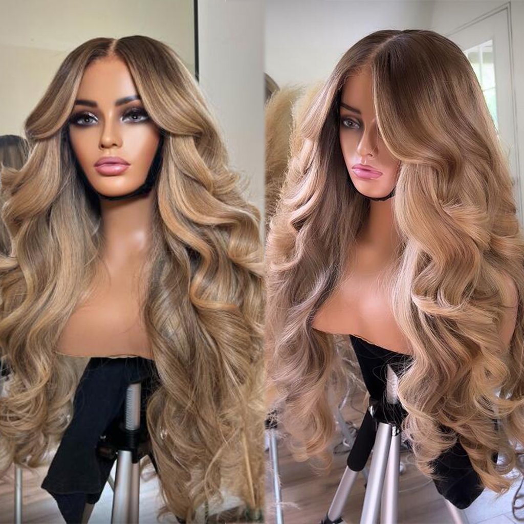 Body Wave Lace Front Wigs For Women Glueless Full HD Transparent Lace Frontal Wigs Blonde Highlight Wigs Human Hair