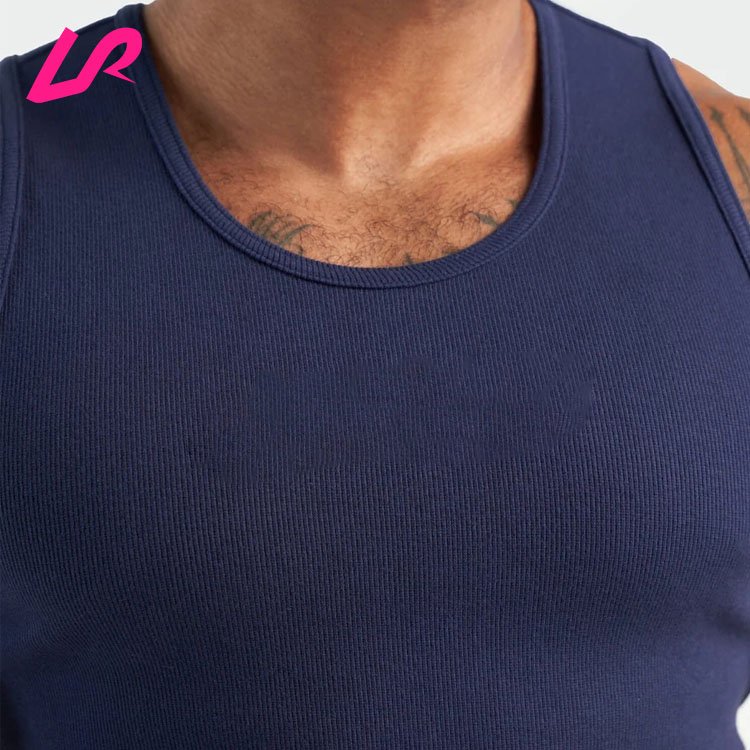 Custom Wholesale Men Sportswear Quick Dry Ribbed Tops Athletic Singlet Workout Cotton Slim Muscle Fit Fitted Ribbed Tank Top
