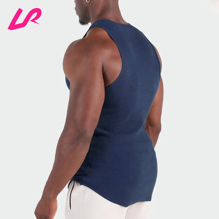 Custom Wholesale Men Sportswear Quick Dry Ribbed Tops Athletic Singlet Workout Cotton Slim Muscle Fit Fitted Ribbed Tank Top