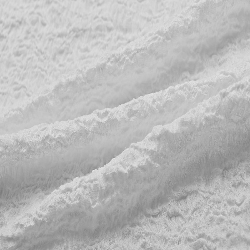 New Style Good Price White High Elastic Crepe With Flowers Lace Fabric For Dress