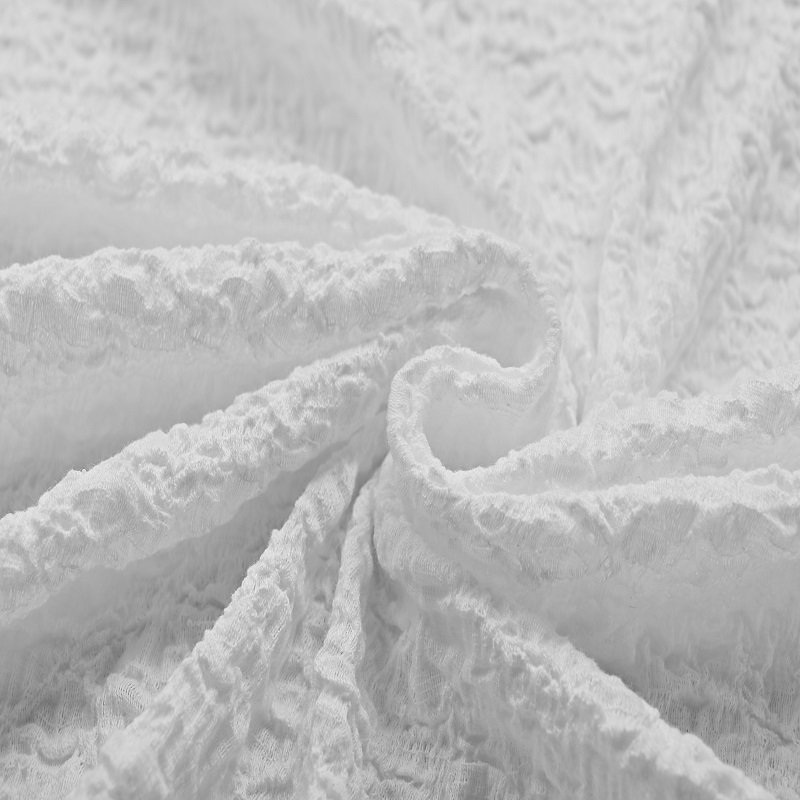 New Style Good Price White High Elastic Crepe With Flowers Lace Fabric For Dress