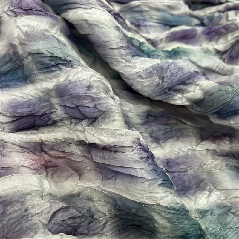 High Quality 100%Polyster Crystal Wedding Embroidered Customized Color Pleated Super Soft Floral Organza Fabric 2024