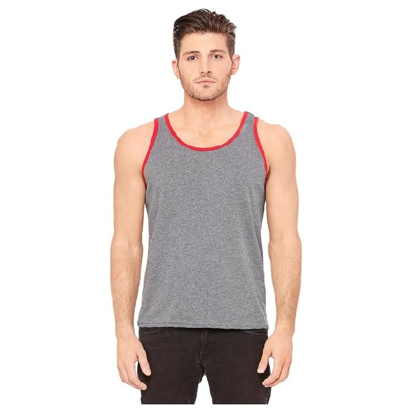 Whole sale cheap plain solid color 100% cotton single jersey sleeve less O neck men's tank top from Bangladesh best price
