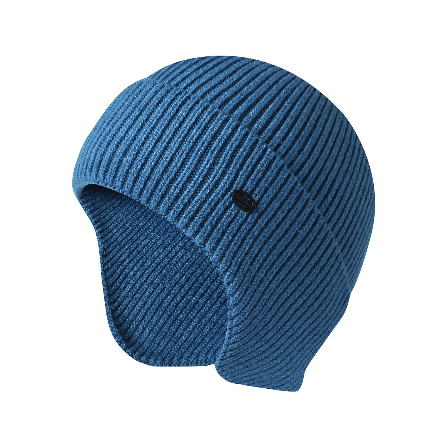 Outdoor Knit Earflap Beanie Caps Women Men Solid Stripe Beanie with Ears Warm Winter Skiing Knitted Ribbed Beanie Hat