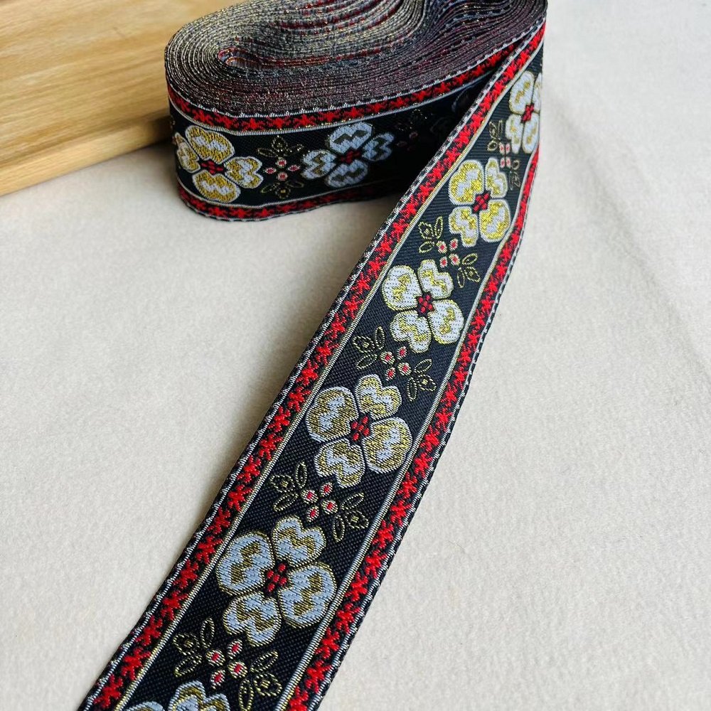 Ethnic Lace Jacquard Webbing Woven Tape For Garment Accessories Width 5 cm ST-977