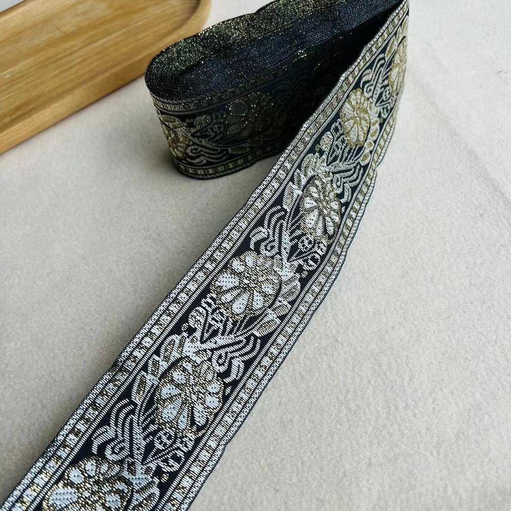 Ethnic Lace Jacquard Webbing Woven Tape For Garment Accessories Width 5 cm ST-977