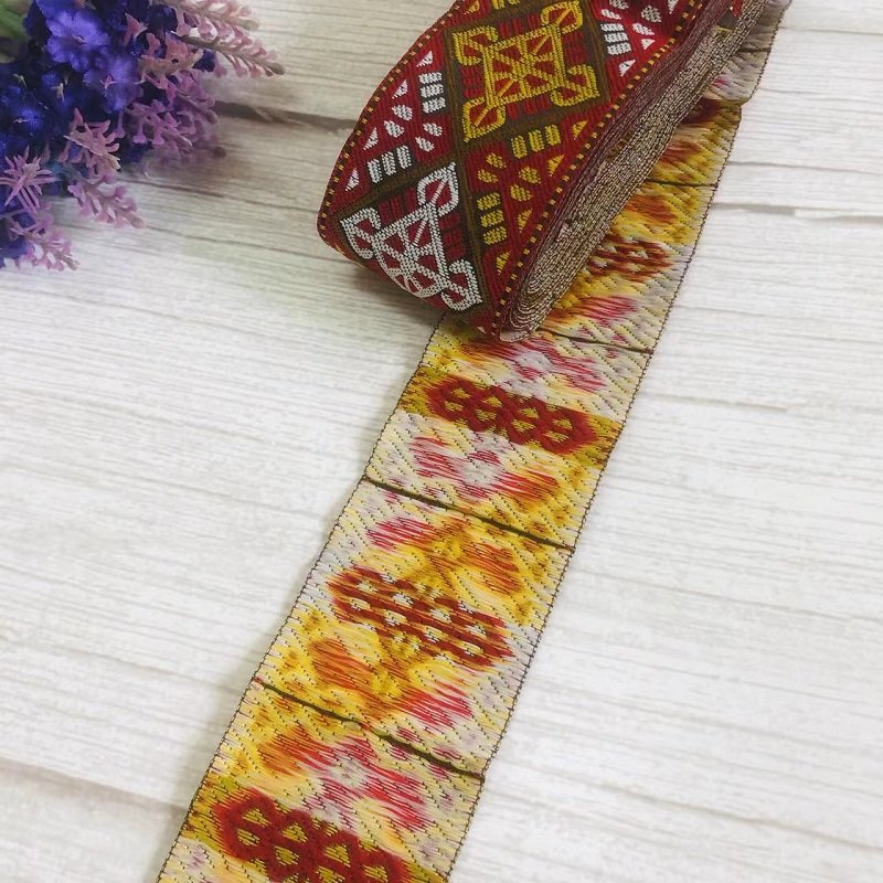 Ethnic Style Lace Jacquard Webbing Woven Tape For Garment Accessories Width 5cm ST-918