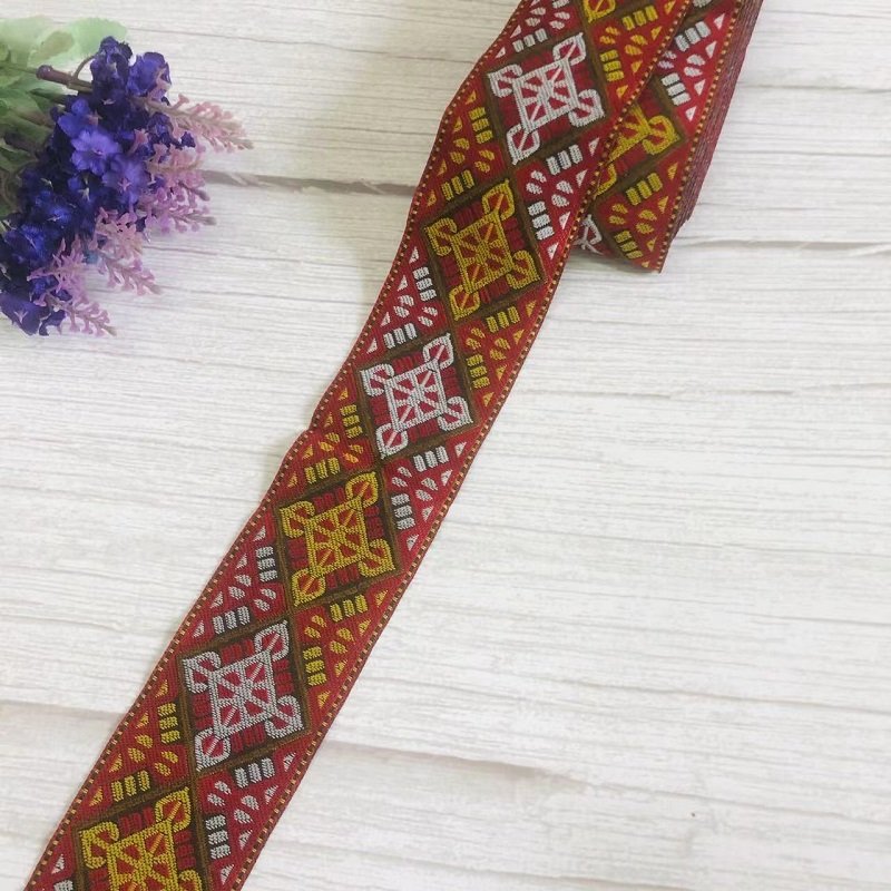 Ethnic Style Lace Jacquard Webbing Woven Tape For Garment Accessories Width 5cm ST-918