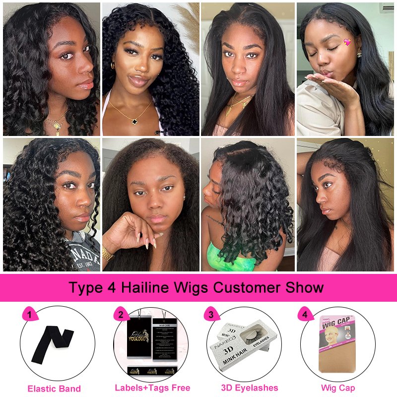 ISEE New Launched Type 4 Hairline HD Lace Front Wig Natural Density Water Wave with Curly Edges