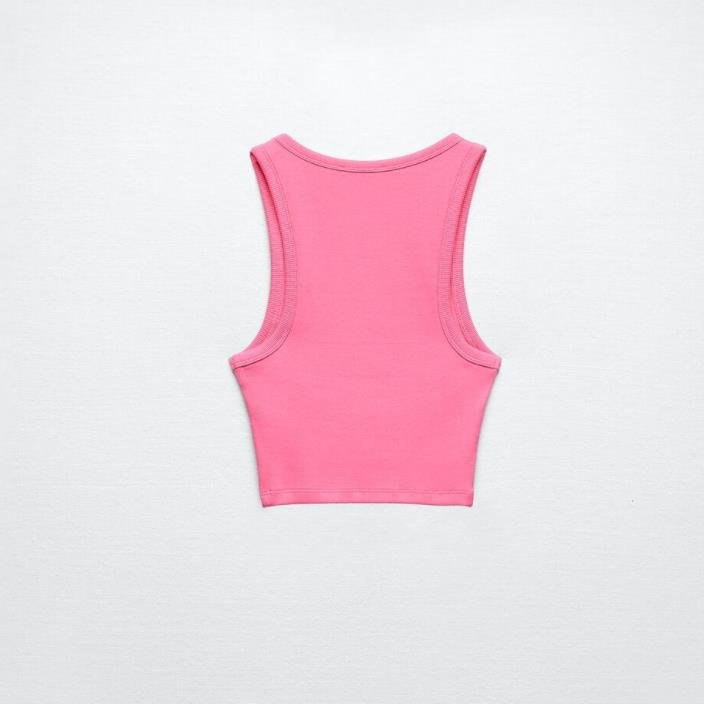 Runwaylove E3675 high fashion pink rib short tank