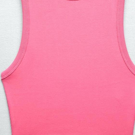Runwaylove E3675 high fashion pink rib short tank