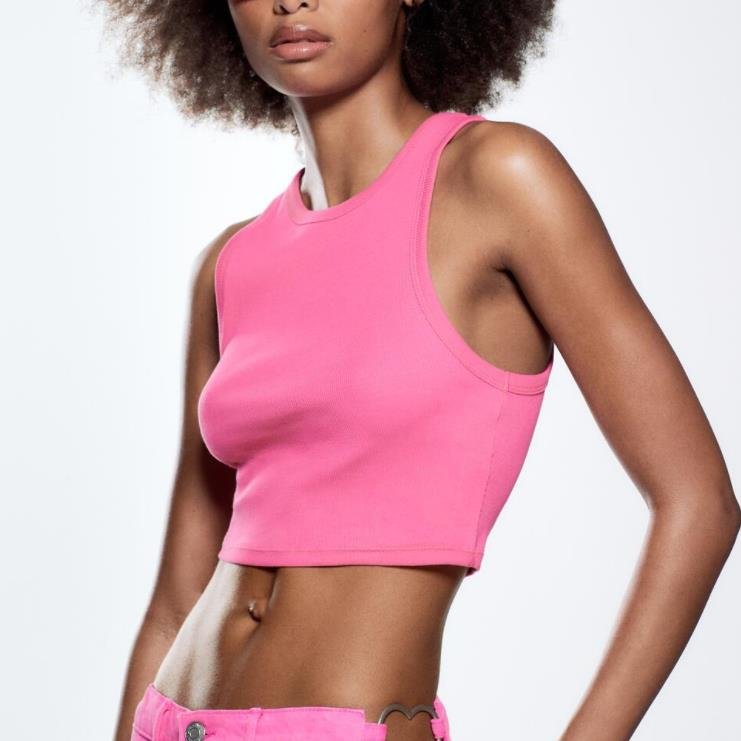 Runwaylove E3675 high fashion pink rib short tank
