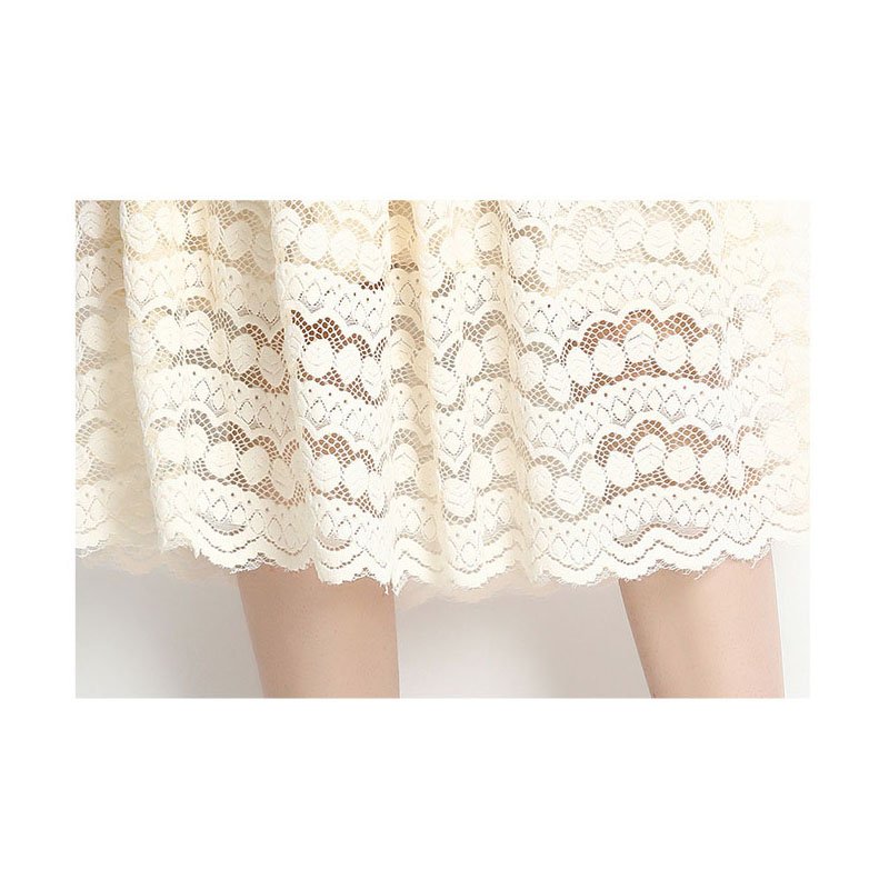 European station autumn and winter new mid-length lace square collar temperament waist long-sleeved flocking dress AZ6522070