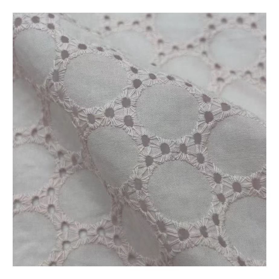 Custom Pattern 100 Cotton Solid Jacquard Fabric Floral Embroidery Fabric Light Pink Eyelet Fabric Cotton For Shirt