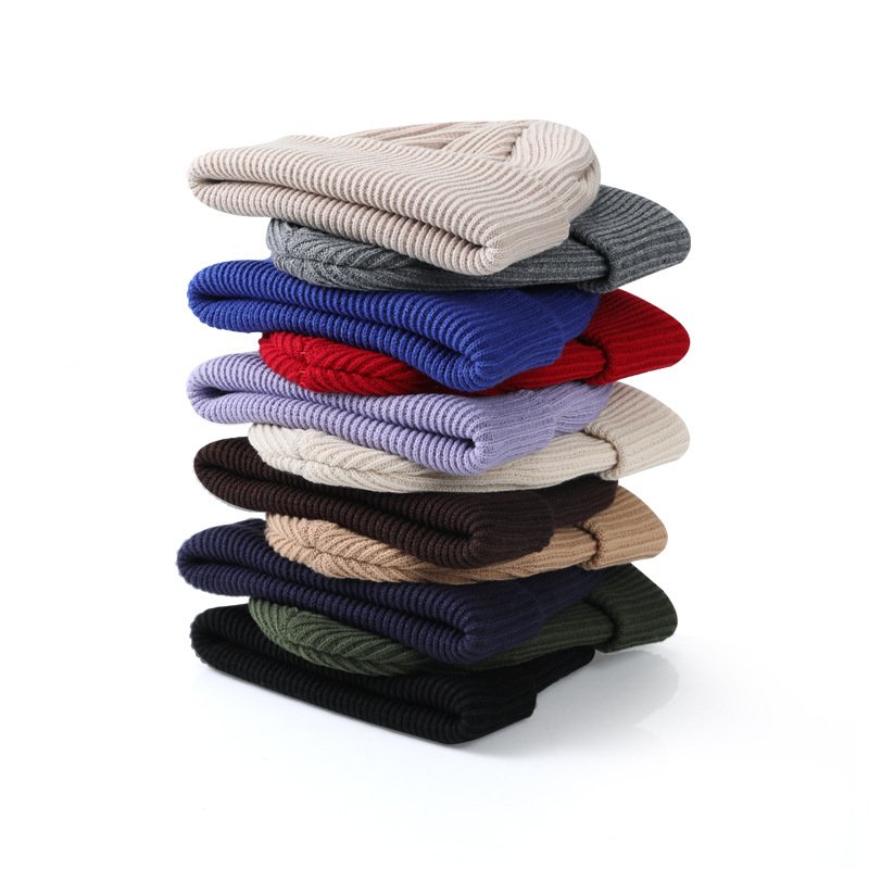 Classic Men's Warm Winter Acrylic Knit Cuffed Beanie Cap Daily Beanies Watch Hat Ribbed Knit Cap
