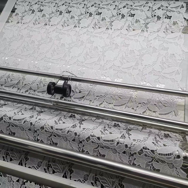 wholesale Embroidered lace fabric water soluble lace trim polyester embroidery fabric