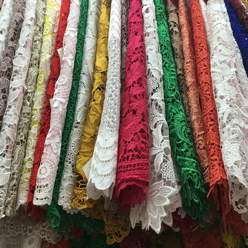 wholesale Embroidered lace fabric water soluble lace trim polyester embroidery fabric