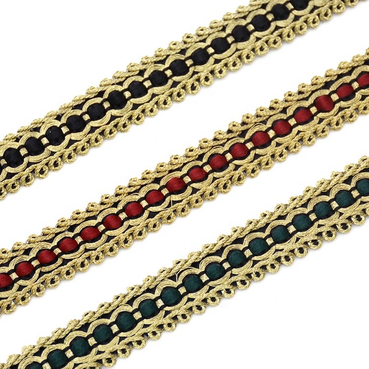 Wholesale Custom Gold Metallic Gimp Braid Trims Crocheted Lace Decorations for Garments 1000 Yards MOQ