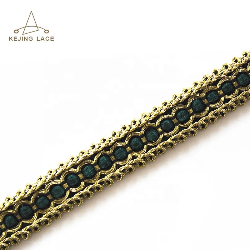 Wholesale Custom Gold Metallic Gimp Braid Trims Crocheted Lace Decorations for Garments 1000 Yards MOQ