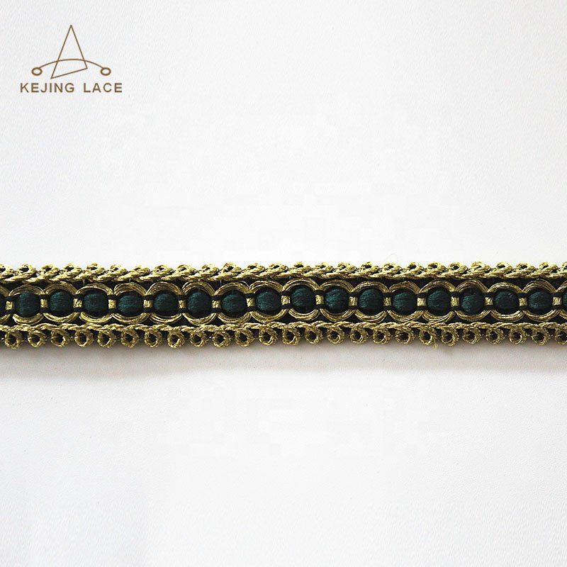 Wholesale Custom Gold Metallic Gimp Braid Trims Crocheted Lace Decorations for Garments 1000 Yards MOQ
