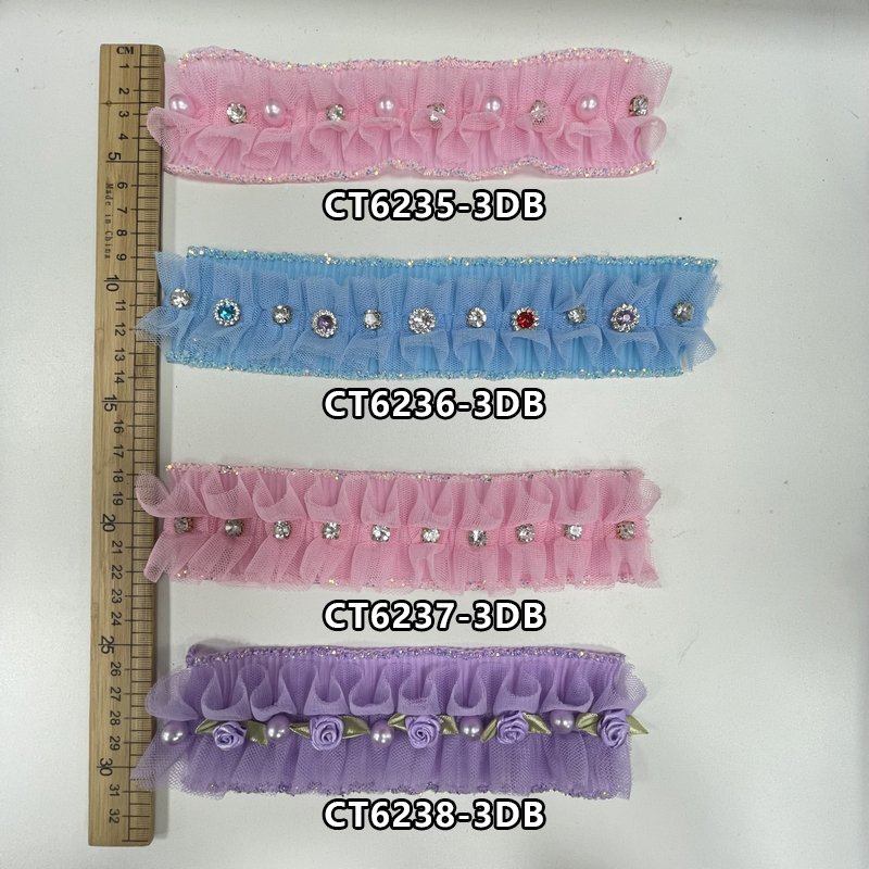 Frill Lace Trim New Hemp Ruffle Lace Trim Size Double Color Strech Elastic Lace Trim