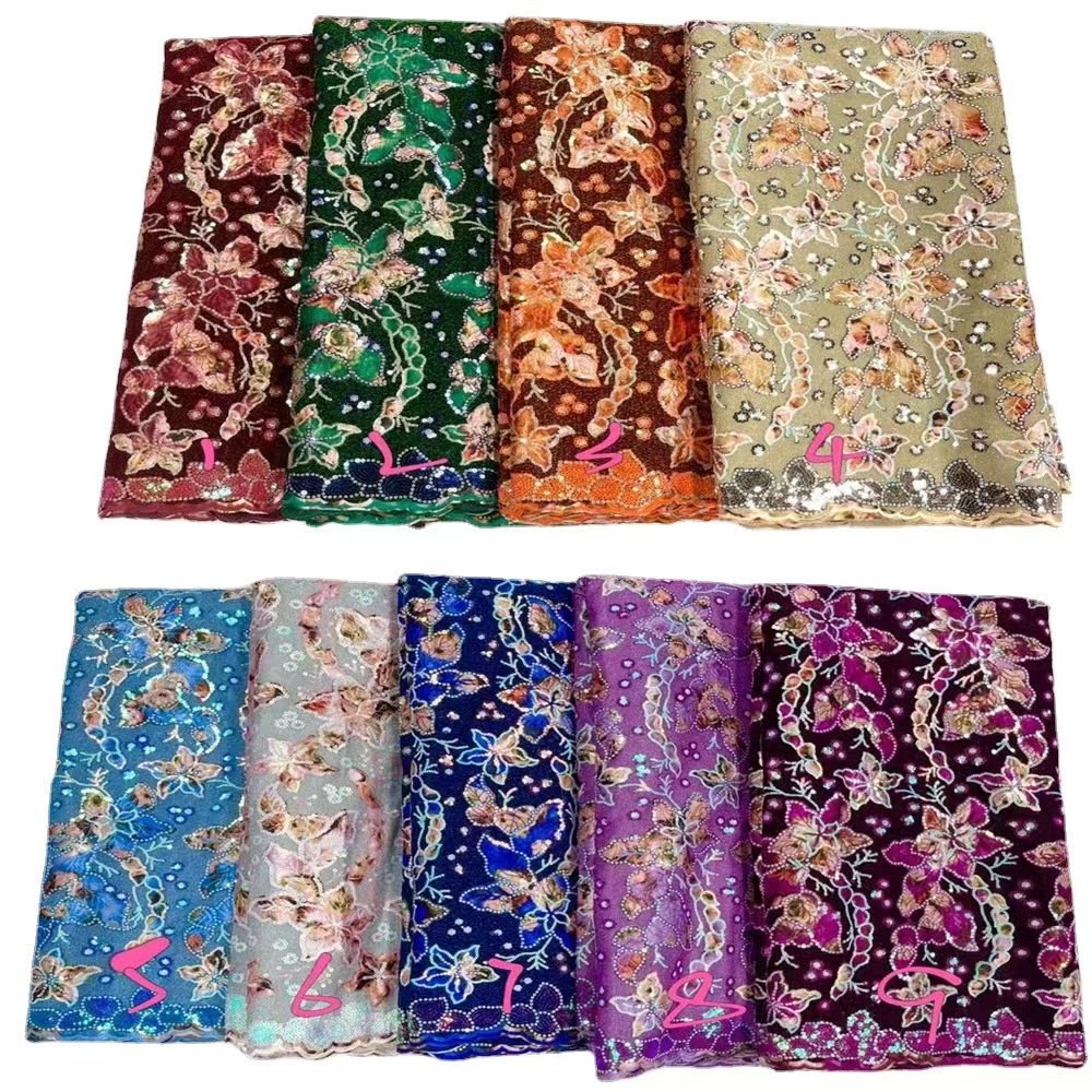 African sequin embroidered lace African color mesh African European and American stage clothing fabrics
