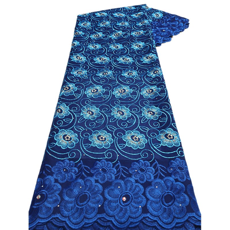 NI.AI Green Swiss Voile Lace With Stone Good Quality African Lace Fabric Embroidery Flowers For Women Garment