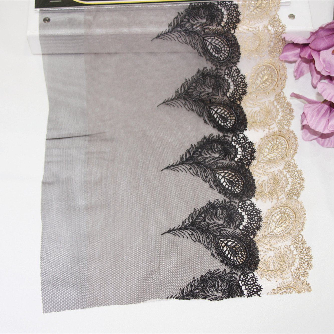 New Arrival Black Tulle Embroidery Lace Fancy Flower Mesh Lace Fabric for Women Dress Garment