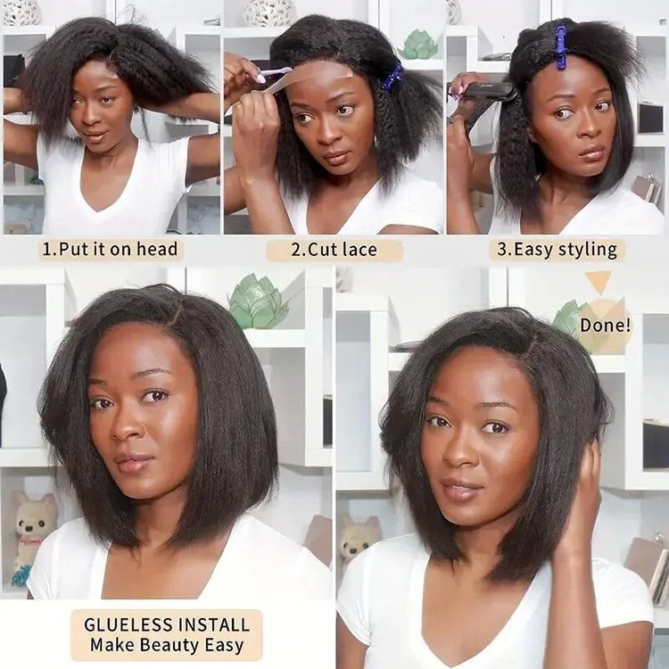 Wholesale Yaki Bob Lace Front Human Hair Wig,Transparent Glueless Full HD Lace Bob Wig,Cheap 13*4 Lace Frontal Short Bob Wig