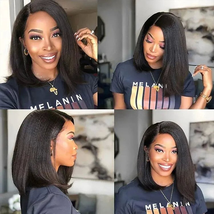 Wholesale Yaki Bob Lace Front Human Hair Wig,Transparent Glueless Full HD Lace Bob Wig,Cheap 13*4 Lace Frontal Short Bob Wig