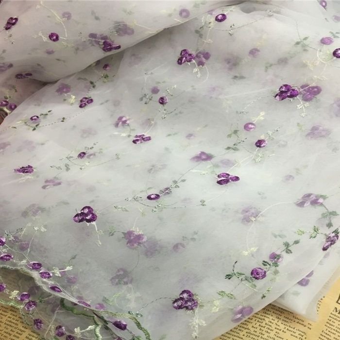 Width 130 cm embroidery organza fabric 3 d cherry mesh net voile tulle lace fabric for dress skirt