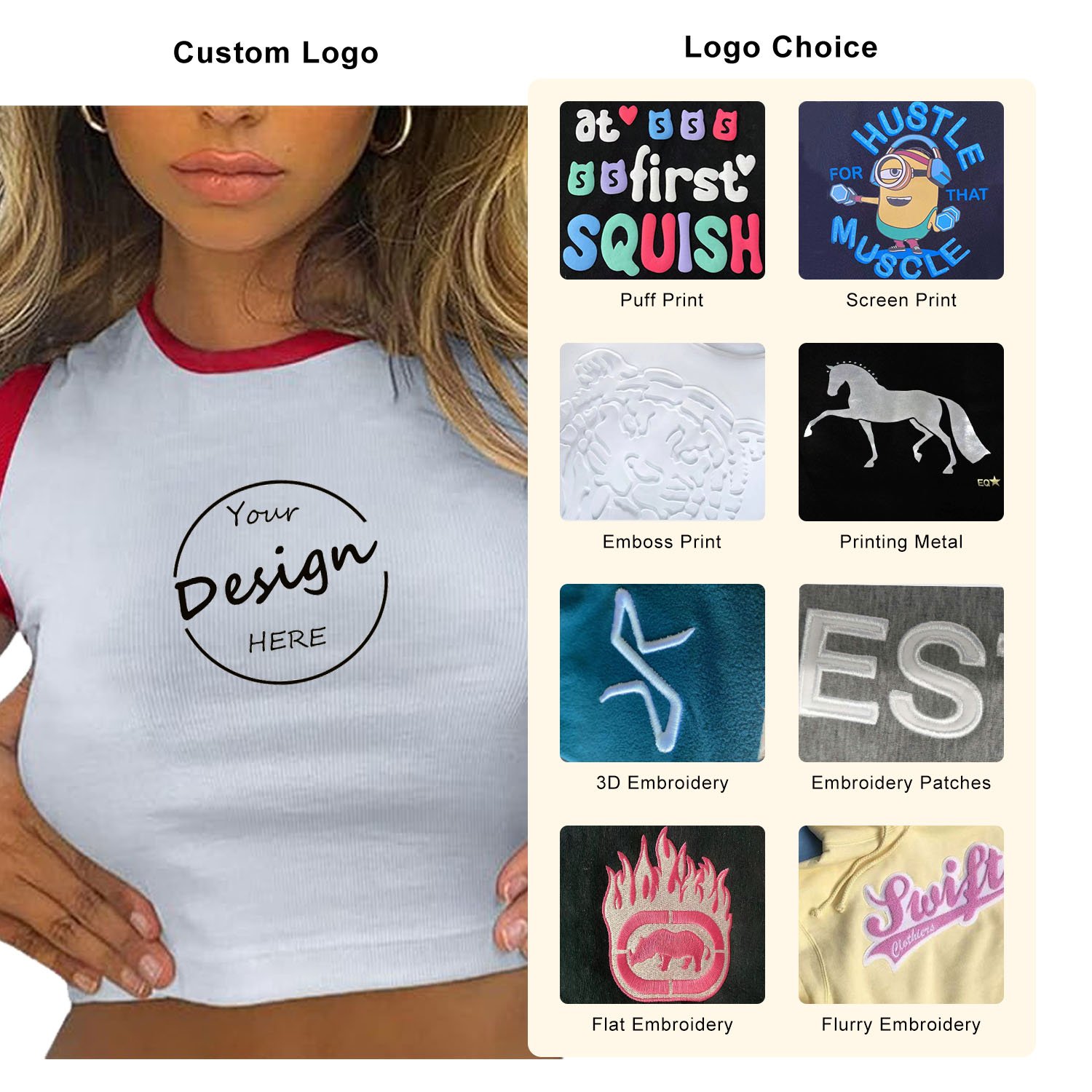 Custom High Quality Cotton Knit Rib Cropped Tshirt Screen Print Plain Raglan Sleeve Color Block Crop Tops For Girls