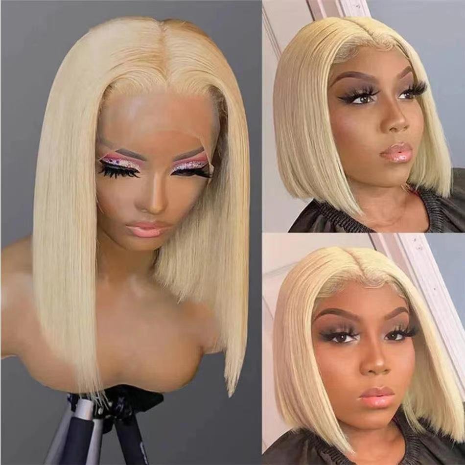 Human hair 13*4 4*4 Lace front strap Baby Hair Natural Color No glue 100% Human hair wig Straight Bob Curly Bob