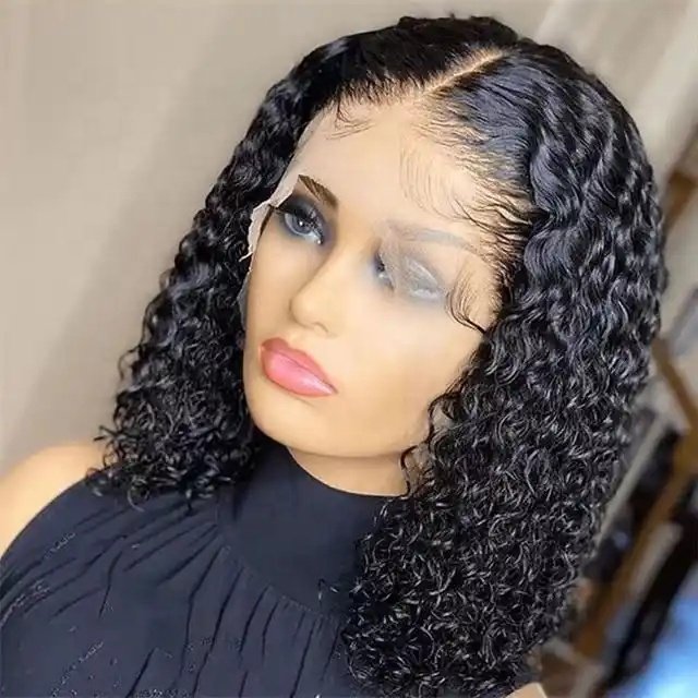 10A Remy Human Hair Water Wave Wigs For Black Women wholesale short lace front bob wig