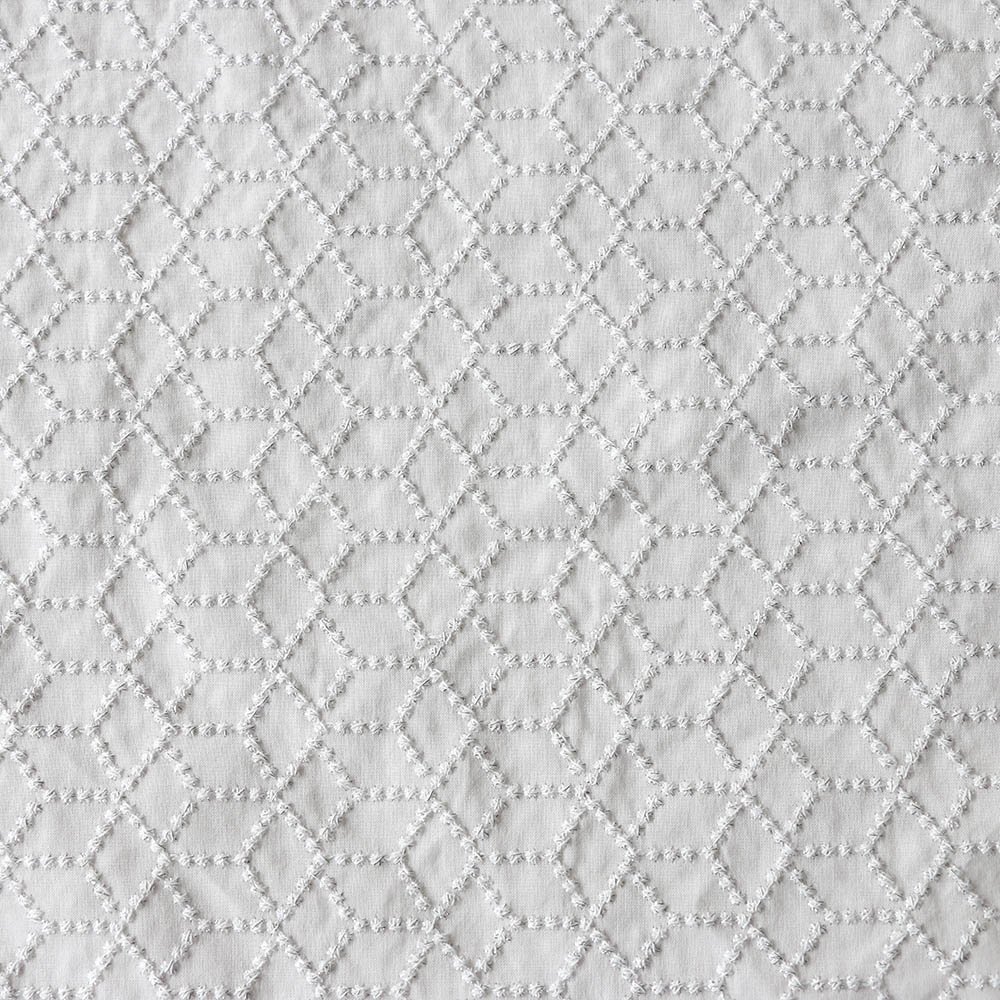 Shaoxing Manufacturer Customized Woven 97%Cotton 3%Lurex Embroidery Fabric Diamond Patterns Solid White For Clothing