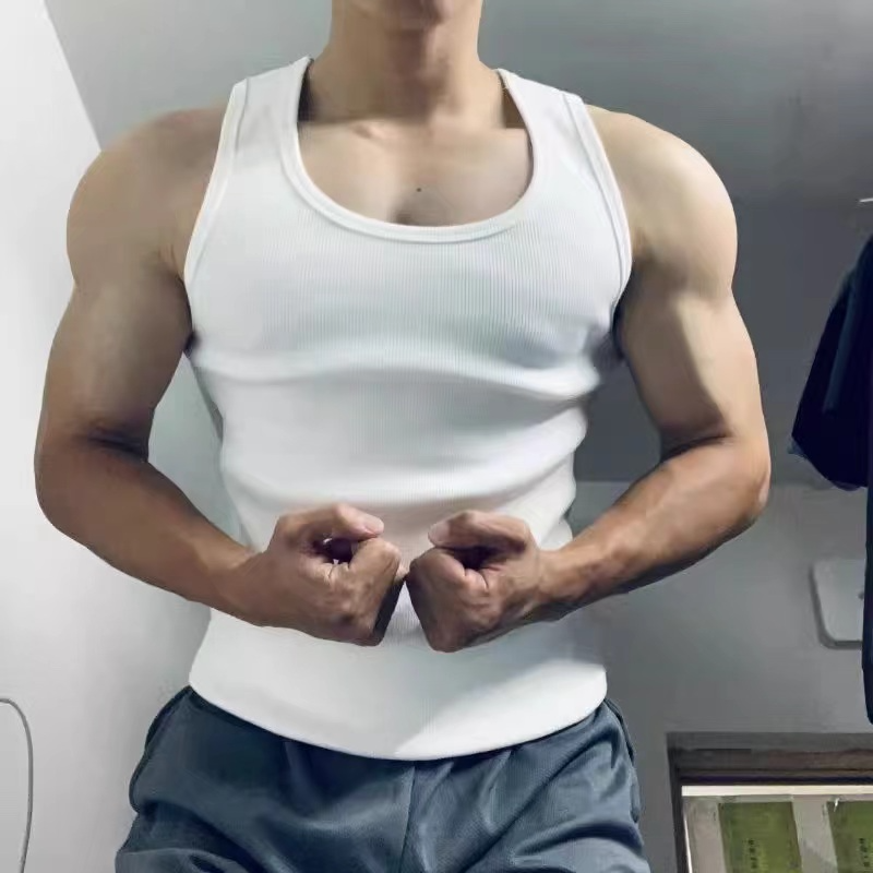 ET-108 High quality Elastic cotton t shirts custom logo Comfortable Ribbed Sleeveless Tank Top For Men