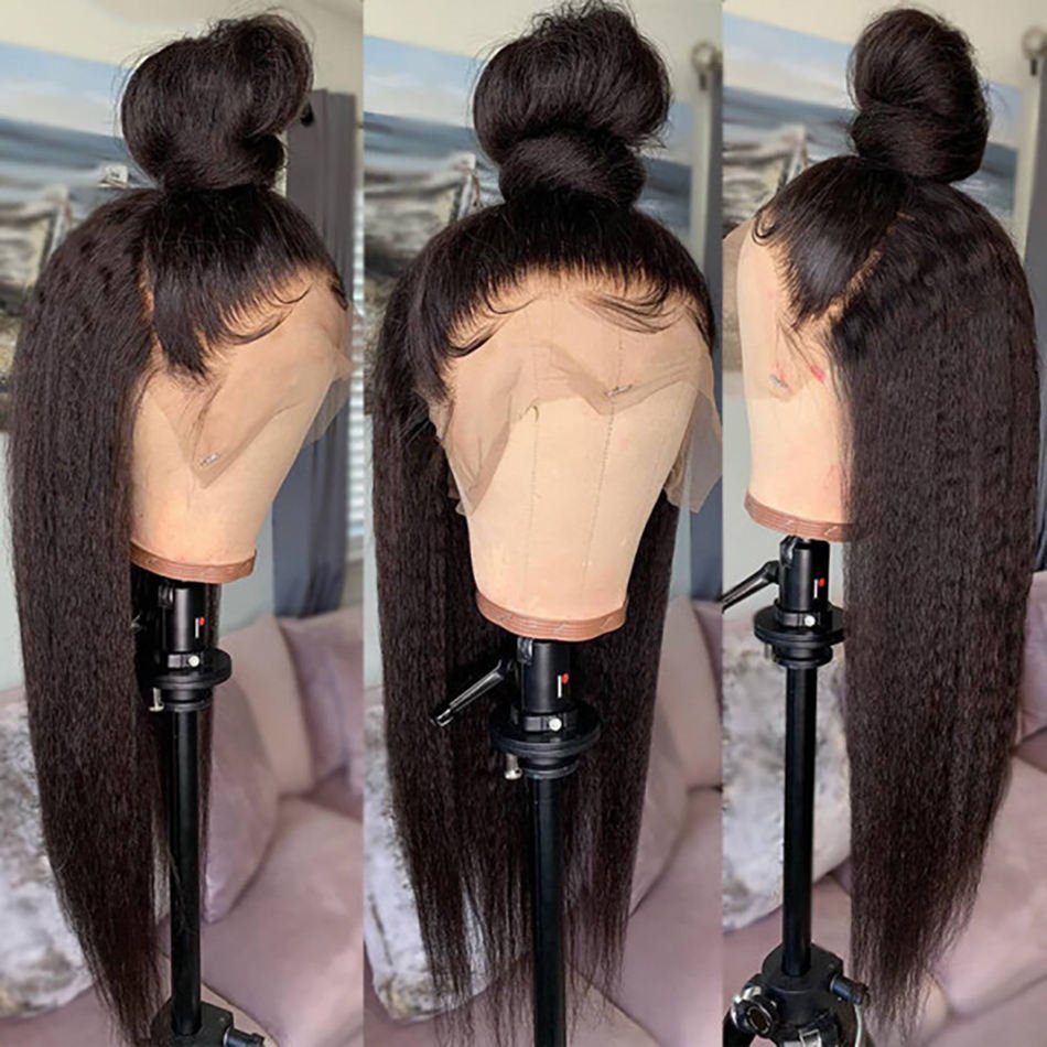 Cheap Yaki Kinky Straight Peruvian Hair Extensions Wigs Human Hair HD Lace Front Wigs Full Lace Human Hair Wigs For Black Women