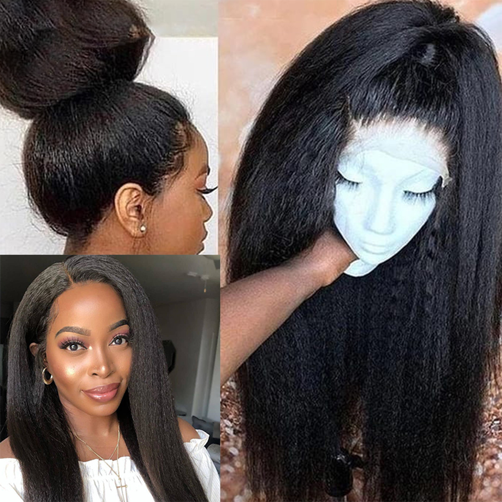 Cheap Yaki Kinky Straight Peruvian Hair Extensions Wigs Human Hair HD Lace Front Wigs Full Lace Human Hair Wigs For Black Women