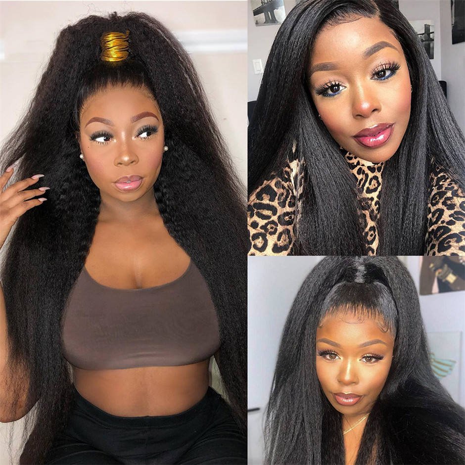 Cheap Yaki Kinky Straight Peruvian Hair Extensions Wigs Human Hair HD Lace Front Wigs Full Lace Human Hair Wigs For Black Women