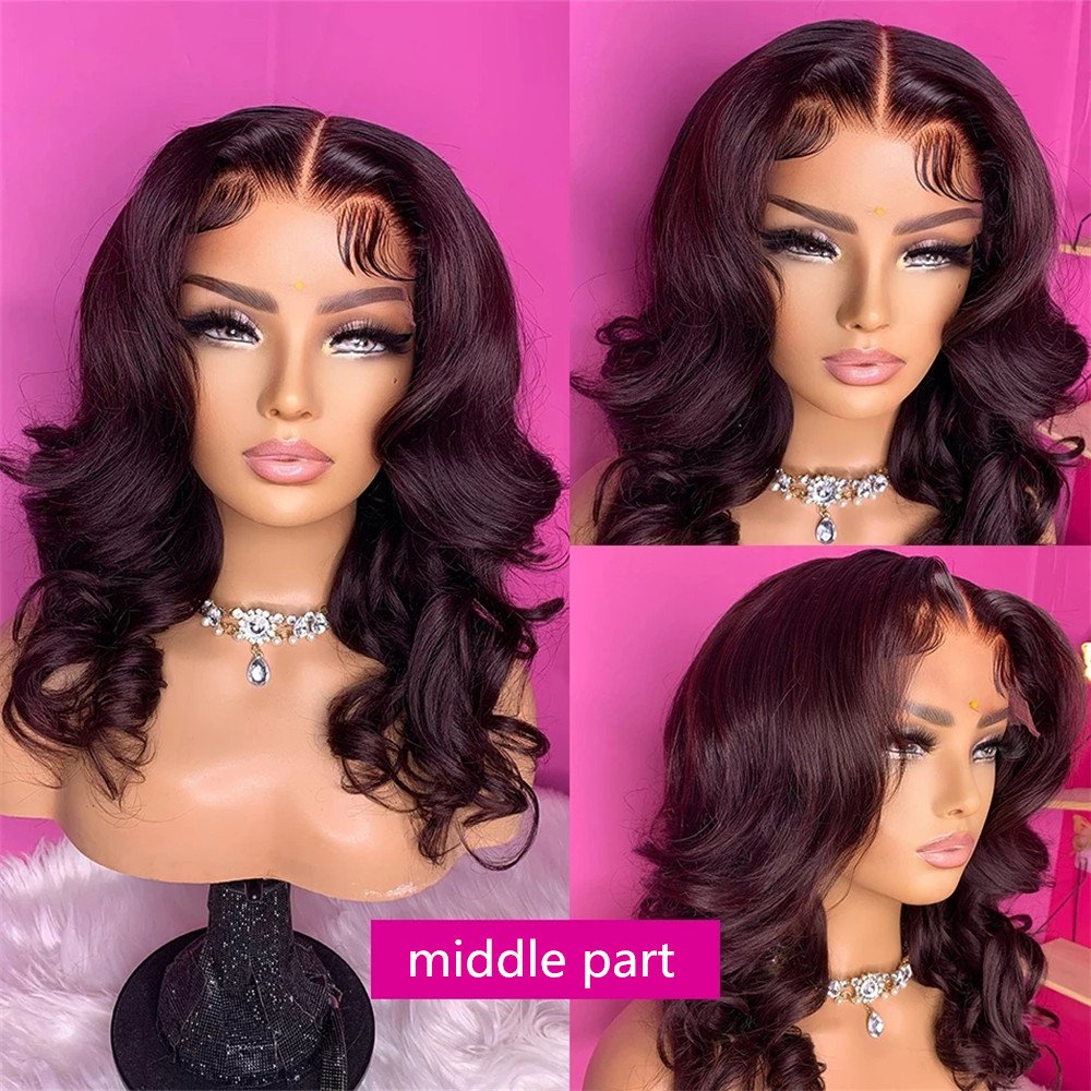 100% Human Hair Front Lace Wig Body Wave Wig with Fringe Free Parting 13x4 /13x6 Bob Wig for Women