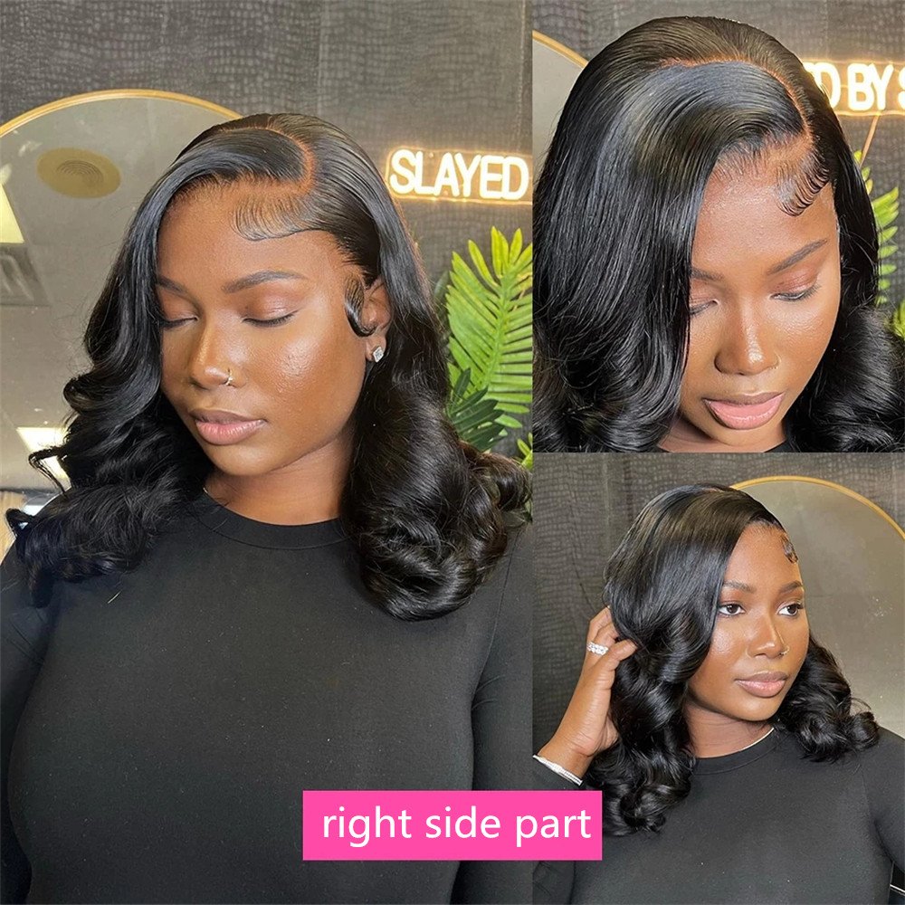 100% Human Hair Front Lace Wig Body Wave Wig with Fringe Free Parting 13x4 /13x6 Bob Wig for Women