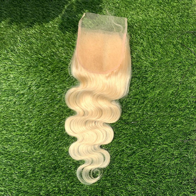 Brazilian cuticle aligned 613 blonde human hair bundles body wave virgin raw hair bundles with 613 frontal hd lace closure