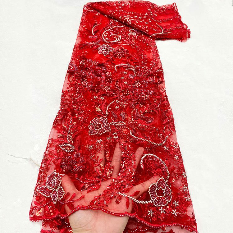 textile raw material Crochet Beaded Silver Sequin Fabric White Glitter Lace Fabric bridal fabric luxury embroidery beads sequins