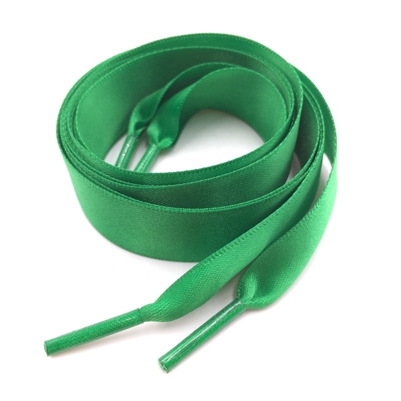 Factory supply fashion design colorful long white 2cm wide trendy satin ribbon shoe laces