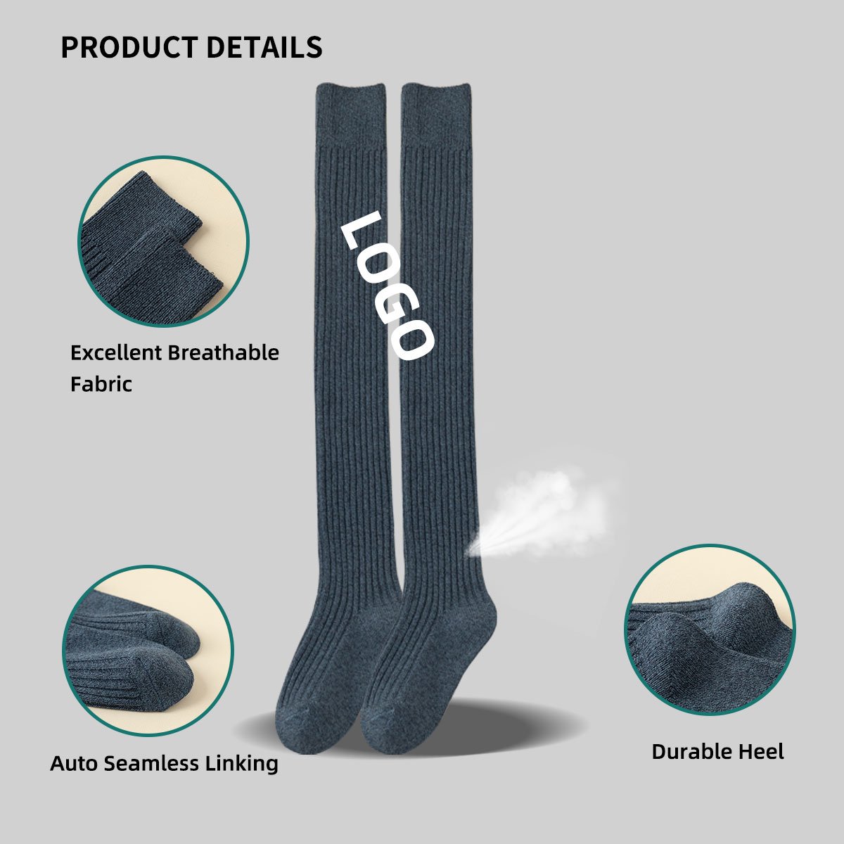 Ladies Winter Thermal Socks Sexy Girl Thick Long Knitted Ribbed Stocking over Knee-high Slouch Thigh Compression Stockings Women