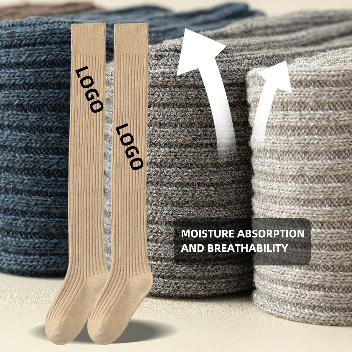 Ladies Winter Thermal Socks Sexy Girl Thick Long Knitted Ribbed Stocking over Knee-high Slouch Thigh Compression Stockings Women