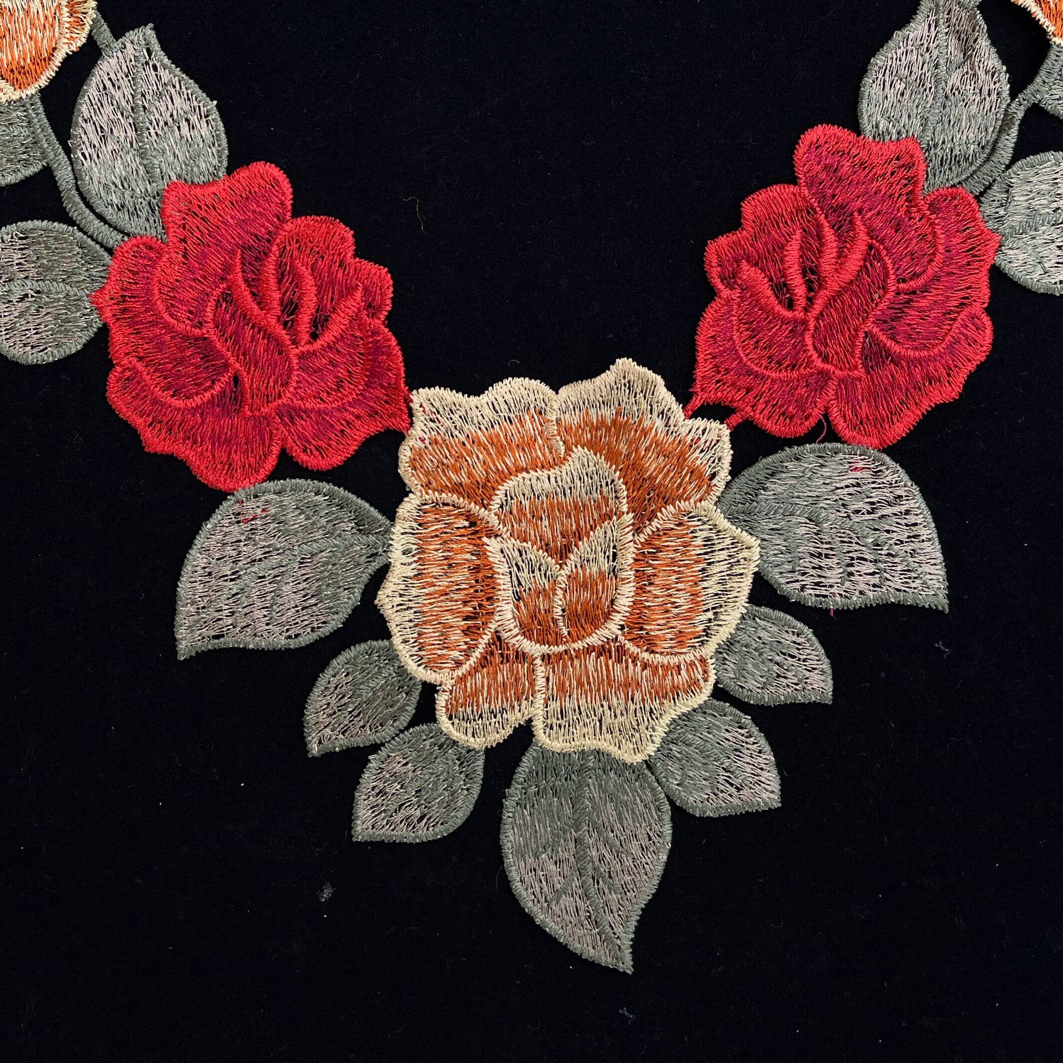 Zeal Wholesale 3D Floral Embroidered Women's Collars Colorful Corsage Neckline Lace Water Soluble Hollow Patches Sticker Floral