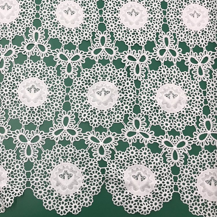High quality water soluble lace fabric for women's clothing with circular embroidery milk silk guipure embroidery fabric